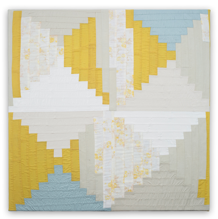 Rachel Meginnes, Holding, 2017. Pieced fabric and acrylic; 32 x 32 inches.