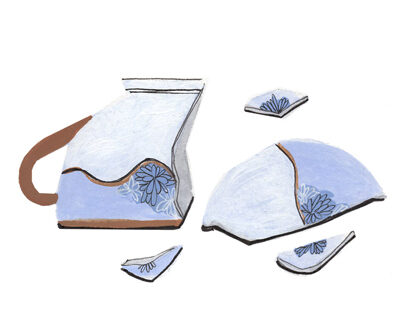 illustration of broken teacup